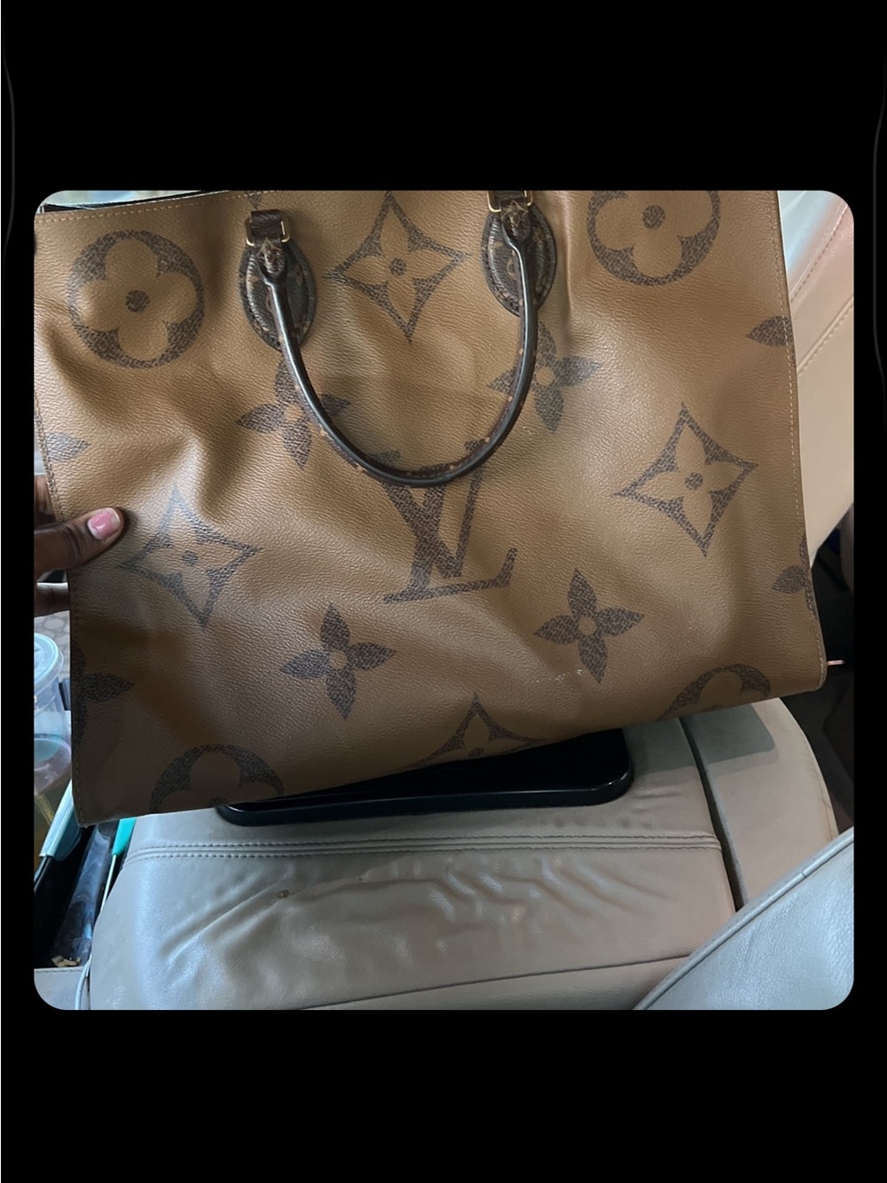 Louis Vuitton Monogram Large Tan & Dark Brown Tote